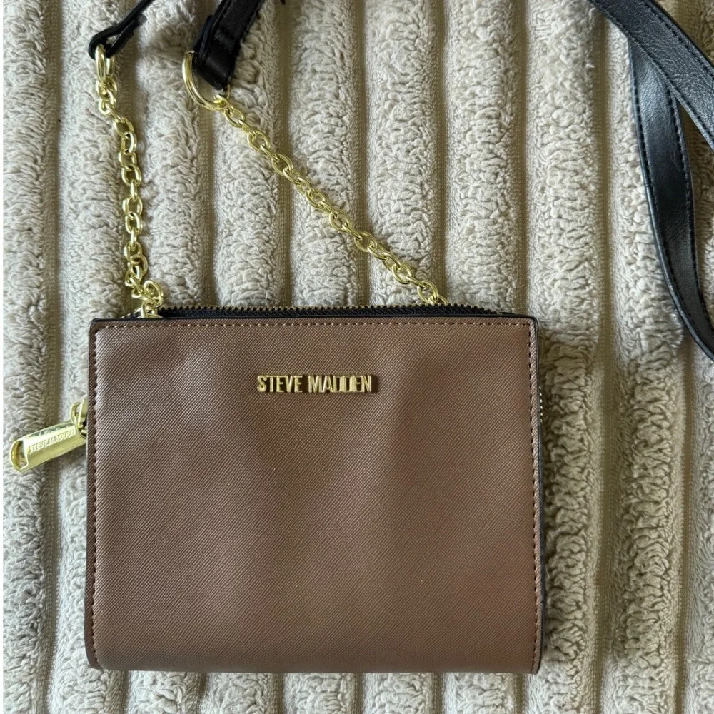 Steve Madden Crossbody Bag Bundle Pink Brown Handbags with Logo Straps 3pc Set